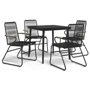 5-częściowy zestaw mebli ogrodowych, czarny, rattan PVC vidaXL - Meble ogrodowe - miniaturka - grafika 3