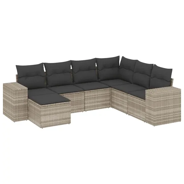 Zestaw mebli ogrodowych z jasnoszarego rattanu PE, wymiary: 62 x 62 x 69 cm