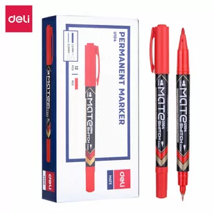 Czerwony permanentny marker DELI dwustronny 1,0mm & 0,5mm - Markery permanentne Czerwony permanentny marker DELI dwustronny 1,0mm & 0,5mm - Markery permanentne - miniaturka - grafika 1