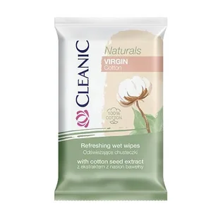 Cleanic Naturals Virgin Cotton Chusteczki odświeżające, 15 szt. -> Wysyłka od 3,99 - odbiór w Żabce - Chusteczki nawilżane - miniaturka - grafika 1