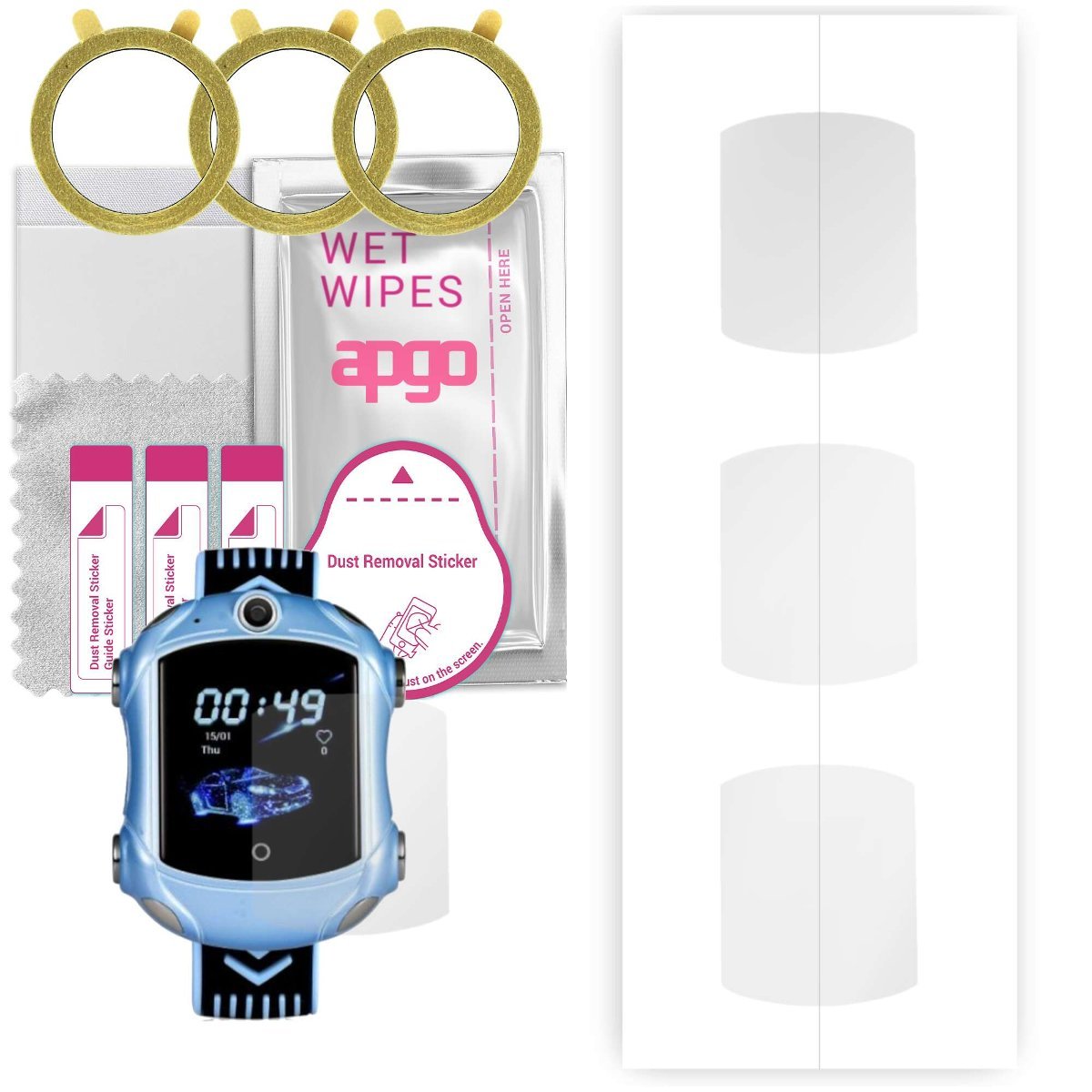 3x Folia hydrożelowa do GoGPS X01 - apgo Smartwatch Hydrogel Protection Ochrona na ekran smartwatcha