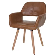 Krzesła - Krzesło do jadalni HWC-A50 II, krzesło kuchenne, design retro 50s ~ imitacja skóry , imitacja zamszu, jasne nogi - miniaturka - grafika 1