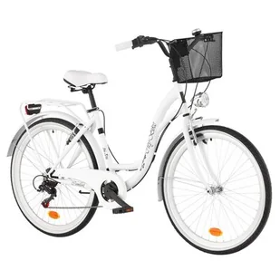 Indiana Rower miejski DAWSTAR Citybike S7B 26 cali damski Biały + Koszyk na rower VÖGEL VKS-102 Click Stalowy - Rowery - miniaturka - grafika 1