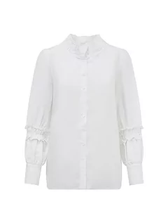 Koszule damskie - BALOU Damska koszula bawełniana i lniana, biała, UK 16, biały, 42 - grafika 1