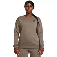 Koszulki sportowe damskie - Damska bluza dresowa nierozpinana bez kaptura Under Armour Essential Fleece Crew - brązowa - UNDER ARMOUR - miniaturka - grafika 1