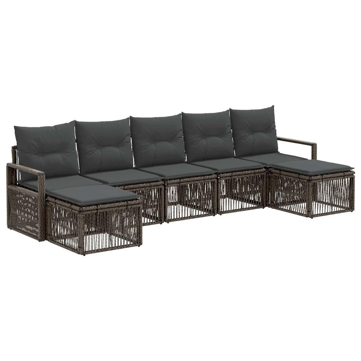 vidaXL Zestaw Sof na Ogród 7 pcs Szary polirattan