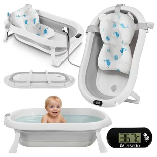 WANIENKA DZIECIĘCA Z TERMOMETREM ORSETTO SZARA + PODUSZKI RYBKI - Wanienki dla dzieci WANIENKA DZIECIĘCA Z TERMOMETREM ORSETTO SZARA + PODUSZKI RYBKI - Wanienki dla dzieci - miniaturka - grafika 1