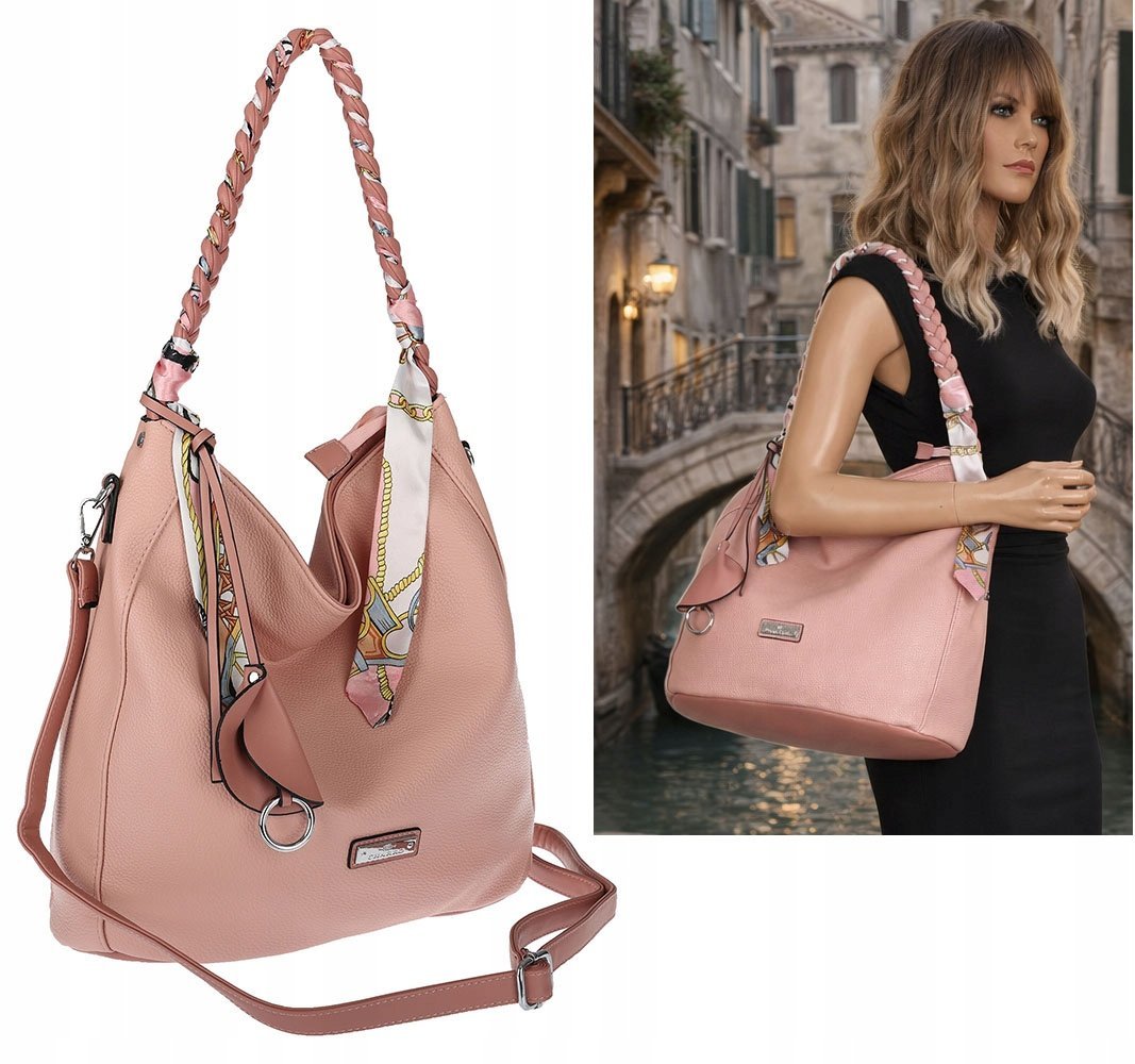 Torebka Damska Worek Shopper Torba na Ramię duża pajemna CH66816 Różowa