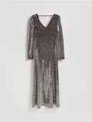 Sukienki - Reserved - Cekinowa sukienka maxi - beżowy - miniaturka - grafika 1