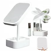 Lusterka do makijażu - Lusterko Do Makijażu Lustro Kosmetyczne Stojące Podświetlane Z Kosmetyczką - miniaturka - grafika 1