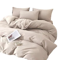 Pościel - Pościel Gładka Beżowa -200X200 + Prześcieradło Z Gumką - miniaturka - grafika 1