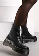 Botki damskie - Czarne Botki na Platformie w Stylu Workerów Marixana - miniaturka - grafika 1