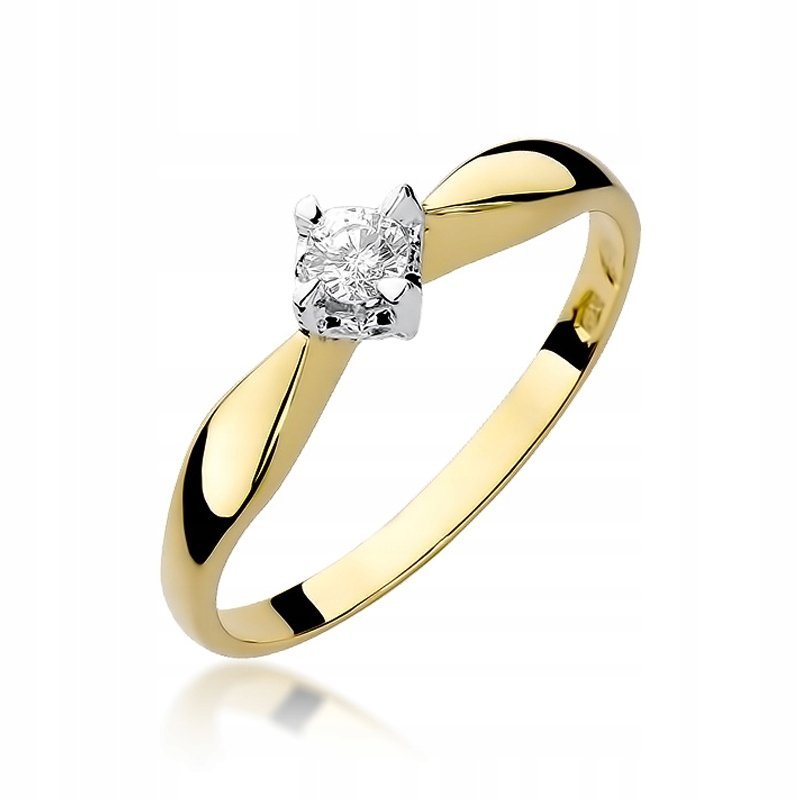 Pierścionek złoty 585 14K z brylantem 0,12ct klasyk