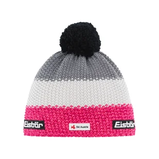 Czapka zimowa z wełną merino Eisbar Star Pompon MU SKA pink/white/grey - ONE SIZE - Czapki damskie - miniaturka - grafika 1