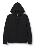 Bluzy męskie - Champion Męska bluza z kapturem Legacy American Classics Stretch Interlok z małym logo na całej długości, czarna, M - miniaturka - grafika 1
