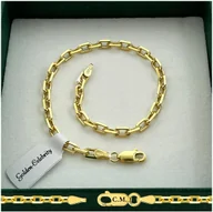 Bransolety męskie - BRANSOLETKA ZŁOTA MĘSKA 925/585 SREBRO ANKIER 20cm/3,5mm GRUBA + GRAWER - miniaturka - grafika 1