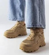 Botki damskie - Ciemnobeżowe buty sportowe damskie Mikeladze-39 - miniaturka - grafika 1