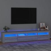 Szafki RTV - Lumarko Szafka pod TV z oświetleniem LED, szary dąb sonoma,210x35x40 cm - miniaturka - grafika 1