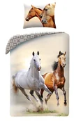 Pościel - Halantex Pościel bawełniana 140x200 koń Konie Galop Siwy Gniady H-0095BL_20211011151425 - miniaturka - grafika 1