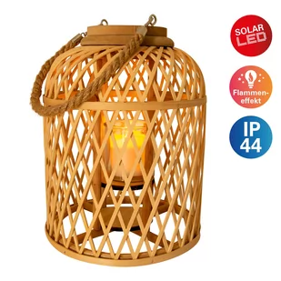 Latarnia solarna LED Kosz, bambus 29 cm, naturalna - Lampy ogrodowe - miniaturka - grafika 2