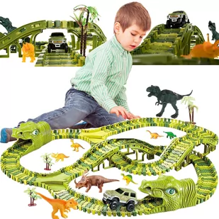 Tor Wyścigowy Dinozaur Dino Park 240el. XXXL 360cm ISO TRADE - Tory, garaże, parkingi - miniaturka - grafika 1