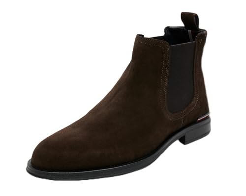 Tommy Hilfiger Eleganckie buty męskie Chelsea, Brązowa ciemna kawa, 44 EU