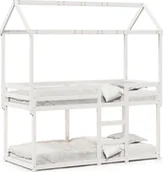 Łóżka dla dzieci i młodzieży - Łóżko z piętrem i daszkiem, białe, 90x200 cm, drewno sosnowe - miniaturka - grafika 1