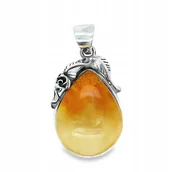 Wisiorki - DUŻY wisior z mlecznym bursztynem naturalnym ZAWIESZKA srebro 925 - miniaturka - grafika 1