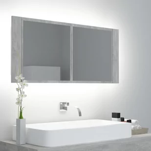 vidaXL vidaXL Szafka górna z lustrem i LED 100cm szarość betonu 804984 804984 - Szafki łazienkowe - miniaturka - grafika 1