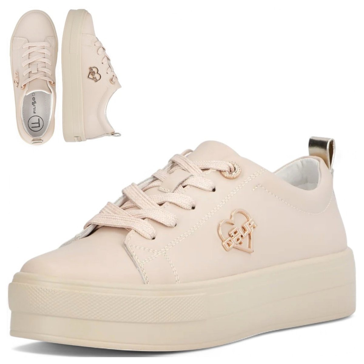 Skórzane Półbuty Damskie Sneakersy na Platformie Sznurowane 41 Filippo