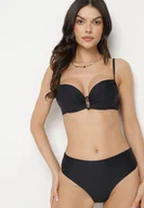 Stroje kąpielowe - Czarne Bikini Biustonosz z Metaliczną Aplikacją i Majtki Figi Kinelisa - miniaturka - grafika 1