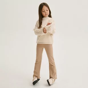 Reserved - Bawełniane spodnie flare - Beżowy - Spodnie i spodenki dla dziewczynek - miniaturka - grafika 1