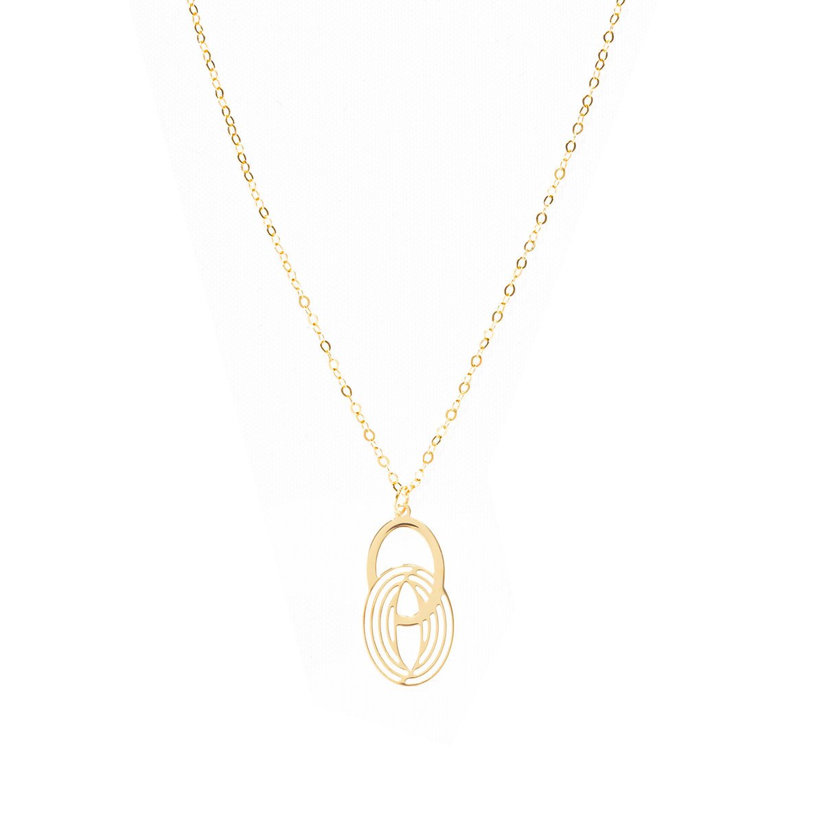 Złoty naszyjnik 585 Geometria Owal celebrytka