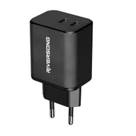 Ładowarki do telefonów - Riversong ładowarka sieciowa PowerKub G45 2x USB-C 45W czarna AD95 - miniaturka - grafika 1