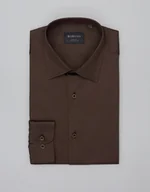 Koszule męskie - Koszula męska simeria 00484 długi rękaw brąz slim fit - miniaturka - grafika 1