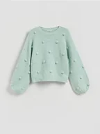 Swetry damskie - Reserved - Sweter z ozdobnymi aplikacjami - jasnoturkusowy - miniaturka - grafika 1