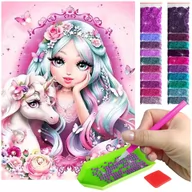 Zabawki kreatywne - Haft Diamentowy ARTULIO, Obraz DIY 5D, Diamond Painting, Mozaika diamentowa 30x40cm (Księżniczka z jednorożcem) + zestaw akcesoriów - miniaturka - grafika 1