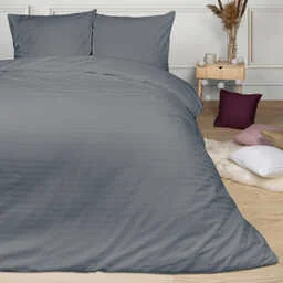 Darymex Pościel satynowa 140x200 antracytowa szara pasy jednobarwna Cizgili adamaszkowa - Pościel Darymex Pościel satynowa 140x200 antracytowa szara pasy jednobarwna Cizgili adamaszkowa - Pościel - miniaturka - grafika 1