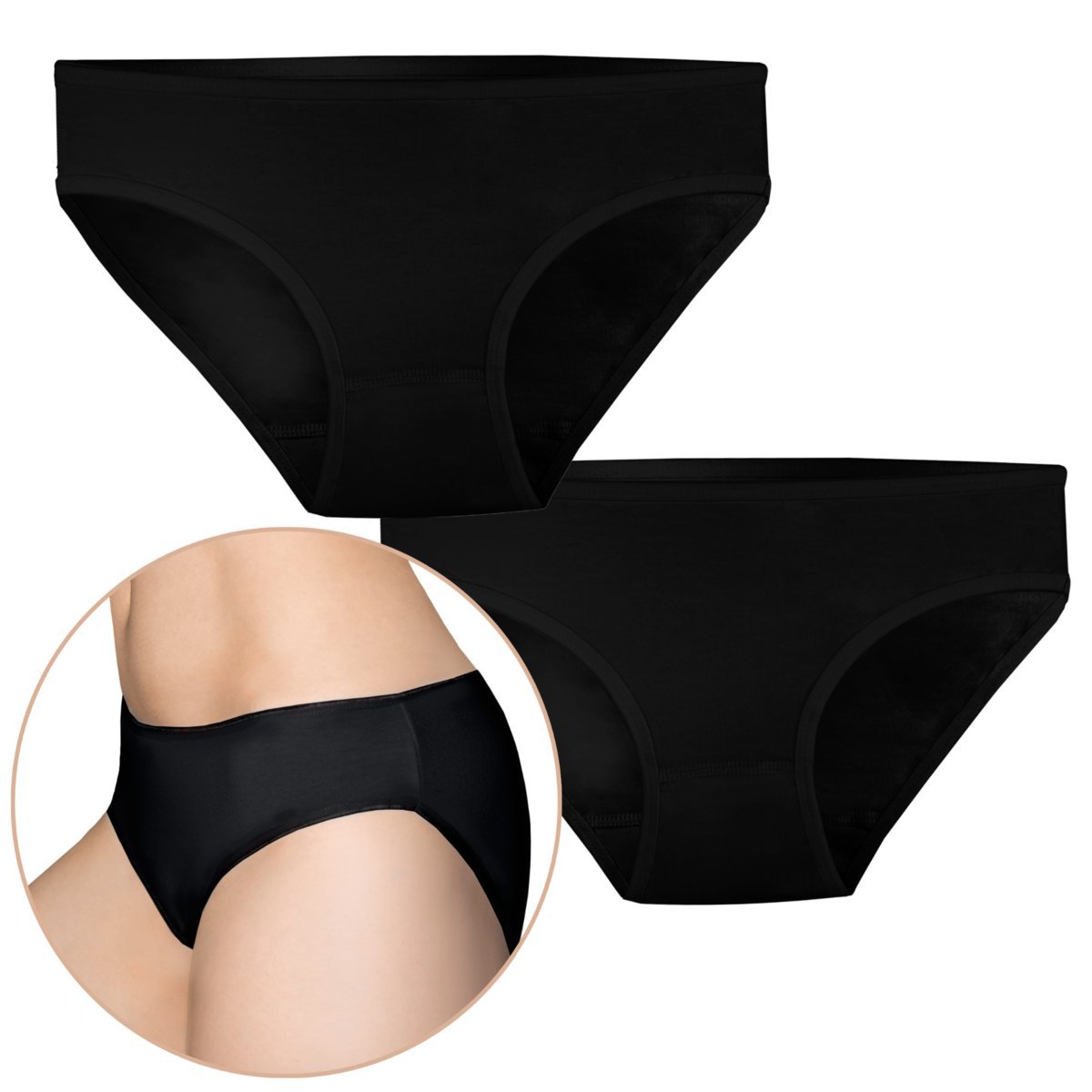 2X Majtki Damskie Bawełniane Figi Pełne Klasyczne Polski Producent Czarne M
