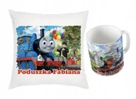 Gadżety dla niej i dla niego - ZESTAW PODUSZKA + KUBEK Prezent POCIĄGI TOMEK I PRZYJACIELE + IMIĘ 41 - miniaturka - grafika 1