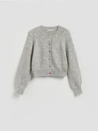 Swetry damskie - Reserved - Kardigan z ozdobnymi guzikami - jasnoszary - miniaturka - grafika 1