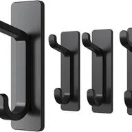 Wieszaki łazienkowe - Samoprzylepne haczyki ścienne, wieszak na ręczniki łazienkowe, wieszak na ręczniki kuchenne, nie wymaga wiercenia, czarne, 4 sztuki - miniaturka - grafika 1