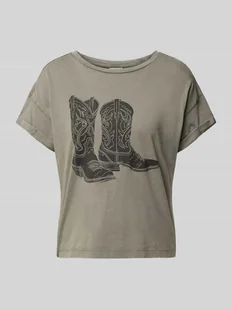 T-shirt z nadrukiem z logo model ‘BOHDI’ - Koszulki i topy damskie - miniaturka - grafika 1