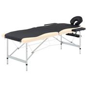 Stoły i łóżka do masażu - VidaXL 2-strefowy, składany stół do masażu, aluminium, czarno-beżowy - miniaturka - grafika 1