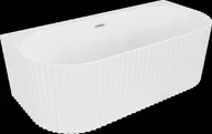Wanny - Mexen Sella wanna wolnostojąca przyścienna ryflowana 150 x 75 cm, biała połysk, przelew nikiel szczotkowany - 52711507500-97 - miniaturka - grafika 1