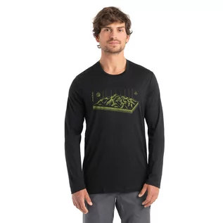 Bielizna sportowa męska - Męska koszulka termoaktywna Icebreaker Merino 150 Tech Lite II LS Tee Alps 3D black - XXL - grafika 1