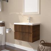 Szafki łazienkowe - Lumarko Szafka z umywalką, brązowy dąb, materiał drewnopochodny - miniaturka - grafika 1