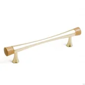Zawiasy, okucia i inne akcesoria - Uchwyt meblowy podłużny 4955 Złoty z drewnianymi elementami - miniaturka - grafika 1