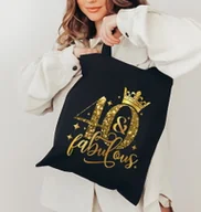 Torby i wózki na zakupy - Czarna torba na 40 urodziny - idealna na prezent na 40 -stkę - miniaturka - grafika 1