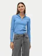 Swetry damskie - Vero Moda Sweter Happiness 10317993 Niebieski Slim Fit - miniaturka - grafika 1